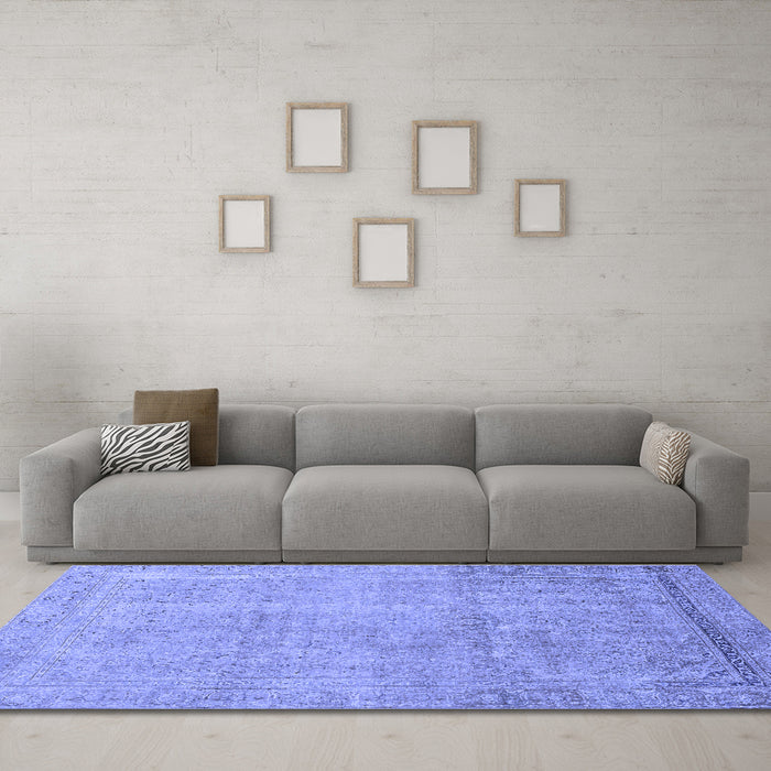 Machine Washable Abstract Blue Modern Rug in a Living Room, wshabs2585blu
