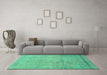 Machine Washable Abstract Turquoise Modern Area Rugs in a Living Room,, wshabs2585turq