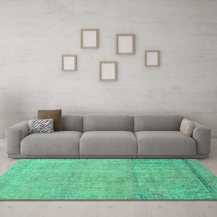 Machine Washable Abstract Turquoise Modern Area Rugs in a Living Room,, wshabs2585turq