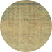 Round Abstract Metallic Gold Modern Rug, abs2585