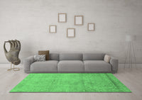 Machine Washable Abstract Emerald Green Modern Rug, wshabs2585emgrn