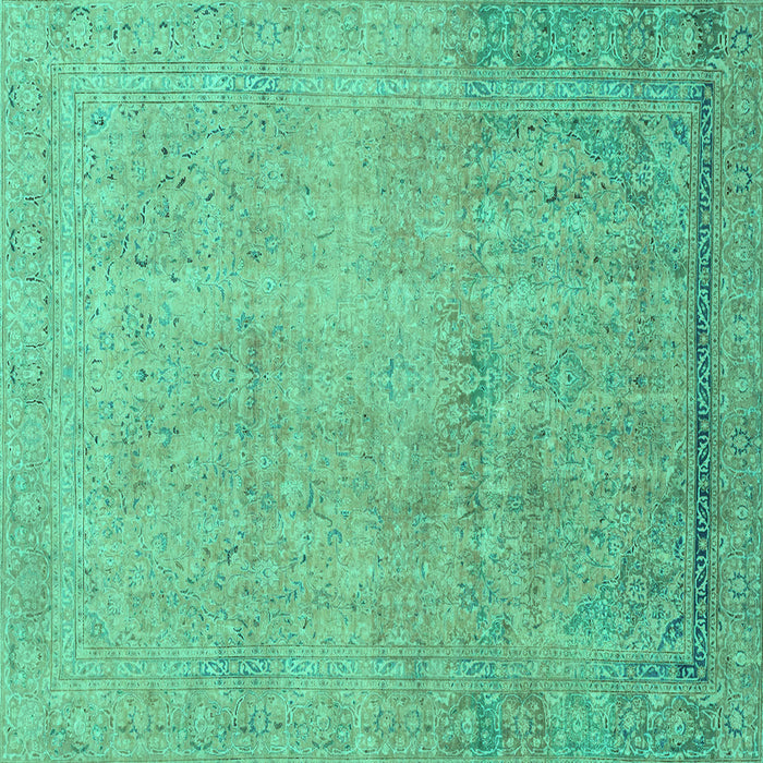Square Machine Washable Abstract Turquoise Modern Area Rugs, wshabs2585turq