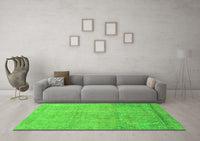 Machine Washable Abstract Green Modern Rug, wshabs2585grn