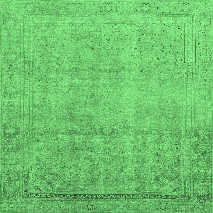 Square Abstract Emerald Green Modern Rug, abs2585emgrn