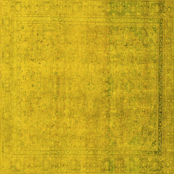 Square Abstract Yellow Modern Rug, abs2585yw