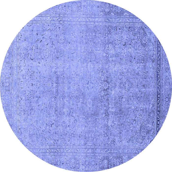 Round Machine Washable Abstract Blue Modern Rug, wshabs2585blu