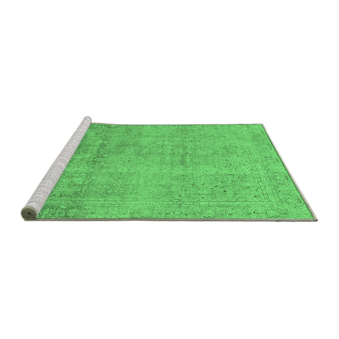 Sideview of Machine Washable Abstract Emerald Green Modern Area Rugs, wshabs2585emgrn