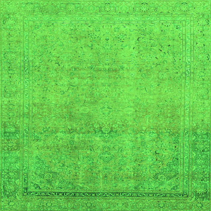 Square Machine Washable Abstract Green Modern Area Rugs, wshabs2585grn