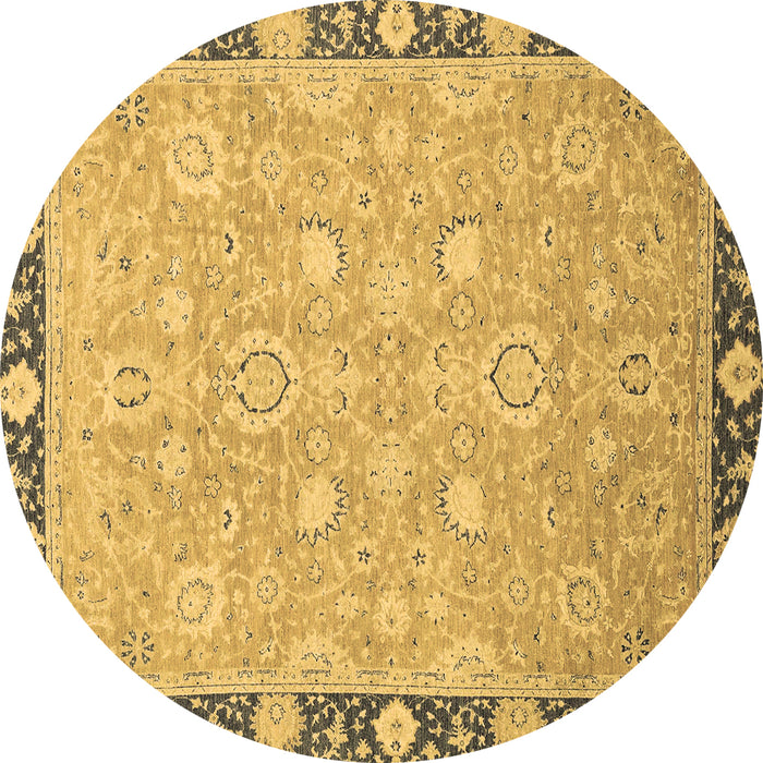 Round Machine Washable Oriental Brown Traditional Rug, wshabs2586brn