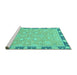 Sideview of Machine Washable Oriental Turquoise Traditional Area Rugs, wshabs2586turq