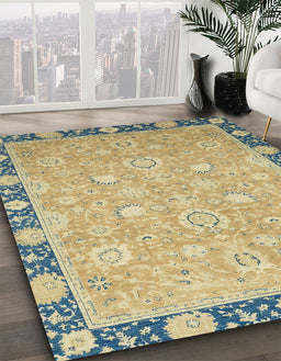 Machine Washable Abstract Dark Moccasin Green Rug in a Family Room, wshabs2586