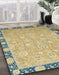 Machine Washable Abstract Dark Moccasin Green Rug in a Family Room, wshabs2586