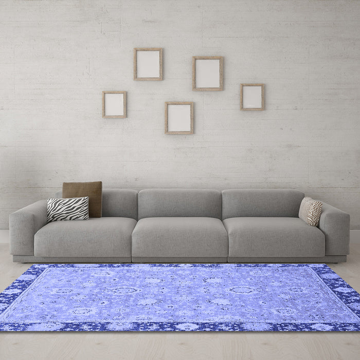 Machine Washable Oriental Blue Traditional Rug in a Living Room, wshabs2586blu