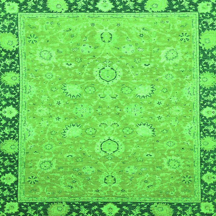 Square Machine Washable Oriental Green Traditional Area Rugs, wshabs2586grn