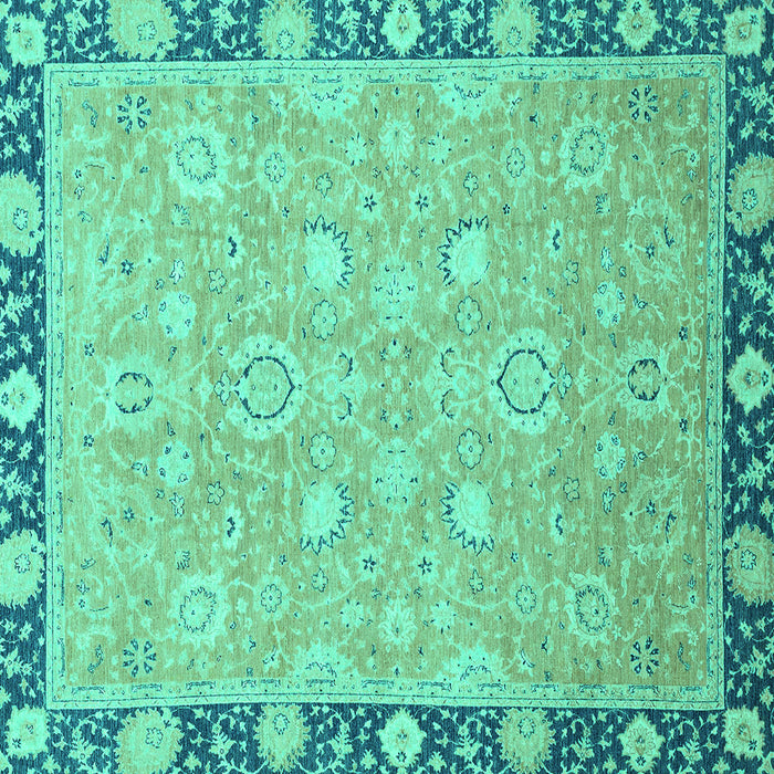 Square Machine Washable Oriental Turquoise Traditional Area Rugs, wshabs2586turq