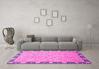 Machine Washable Oriental Pink Traditional Rug, wshabs2586pnk