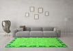 Machine Washable Oriental Green Traditional Area Rugs in a Living Room,, wshabs2586grn