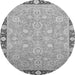 Round Machine Washable Oriental Gray Traditional Rug, wshabs2586gry