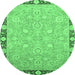 Round Oriental Emerald Green Traditional Rug, abs2586emgrn