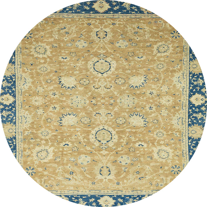 Round Abstract Dark Green Oriental Rug, abs2586