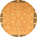 Round Machine Washable Oriental Orange Traditional Area Rugs, wshabs2586org