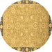 Round Oriental Brown Traditional Rug, abs2586brn