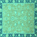 Square Oriental Turquoise Traditional Rug, abs2586turq