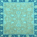 Square Machine Washable Oriental Light Blue Traditional Rug, wshabs2586lblu