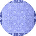 Round Machine Washable Oriental Blue Traditional Rug, wshabs2586blu