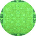 Round Oriental Green Traditional Rug, abs2586grn