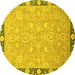 Round Oriental Yellow Traditional Rug, abs2586yw