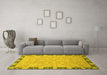 Machine Washable Oriental Yellow Traditional Rug in a Living Room, wshabs2586yw