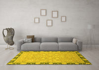 Machine Washable Oriental Yellow Traditional Rug, wshabs2586yw