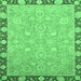 Square Oriental Emerald Green Traditional Rug, abs2586emgrn