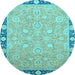 Round Oriental Light Blue Traditional Rug, abs2586lblu