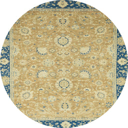 Round Machine Washable Abstract Dark Moccasin Green Rug, wshabs2586