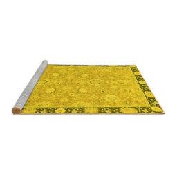 Sideview of Machine Washable Oriental Yellow Traditional Rug, wshabs2586yw