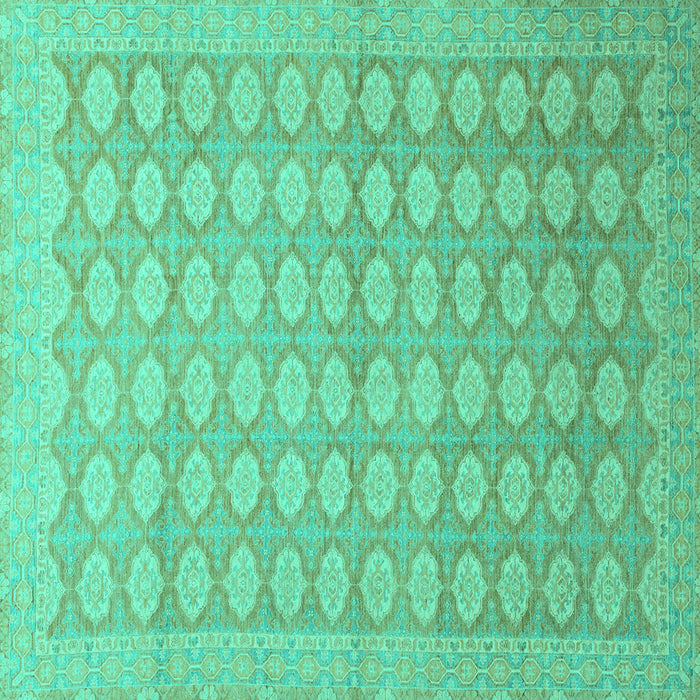 Square Oriental Turquoise Traditional Rug, abs2587turq