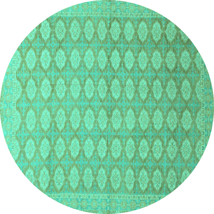 Round Oriental Turquoise Traditional Rug, abs2587turq