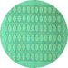 Round Oriental Turquoise Traditional Rug, abs2587turq