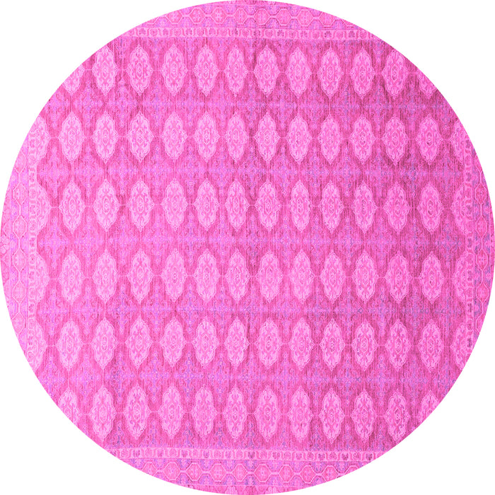 Round Machine Washable Oriental Pink Traditional Rug, wshabs2587pnk