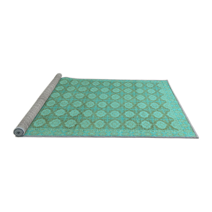 Sideview of Machine Washable Oriental Light Blue Traditional Rug, wshabs2587lblu