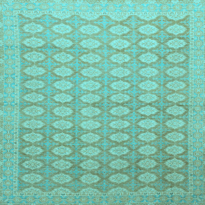 Square Machine Washable Oriental Light Blue Traditional Rug, wshabs2587lblu