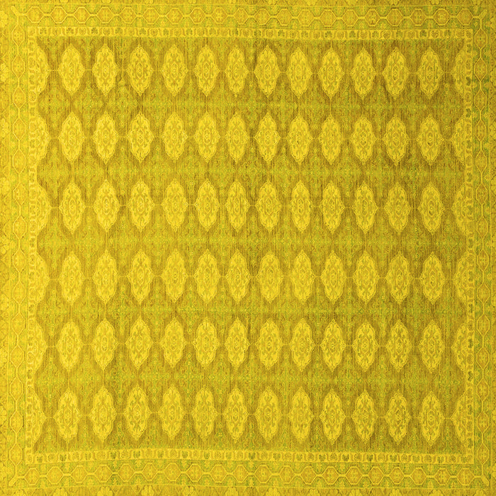 Square Machine Washable Oriental Yellow Traditional Rug, wshabs2587yw