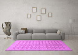 Machine Washable Oriental Purple Traditional Area Rugs in a Living Room, wshabs2587pur