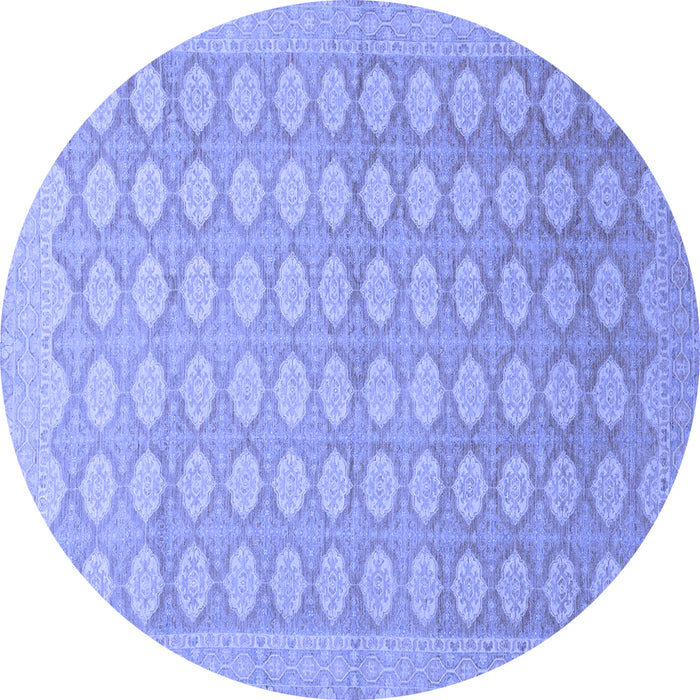 Round Machine Washable Oriental Blue Traditional Rug, wshabs2587blu