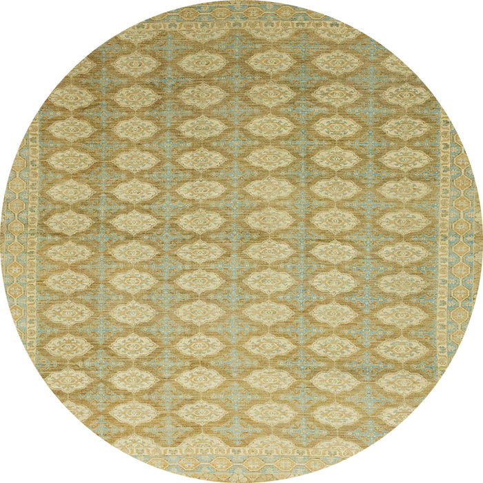 Round Abstract Caramel Brown Oriental Rug, abs2587