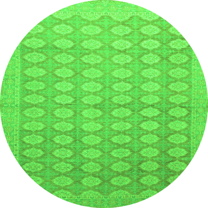 Round Oriental Green Traditional Rug, abs2587grn