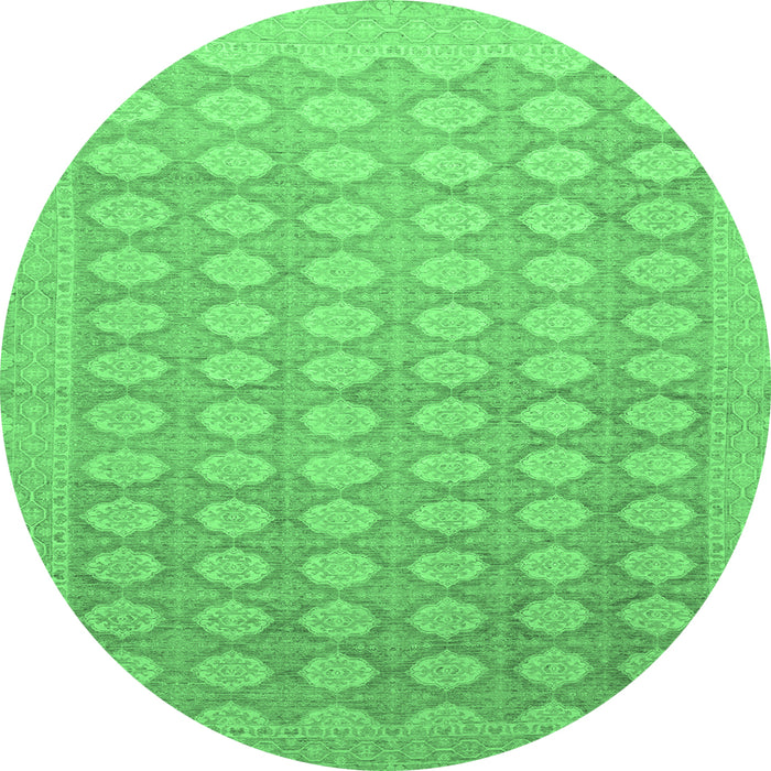 Round Oriental Emerald Green Traditional Rug, abs2587emgrn