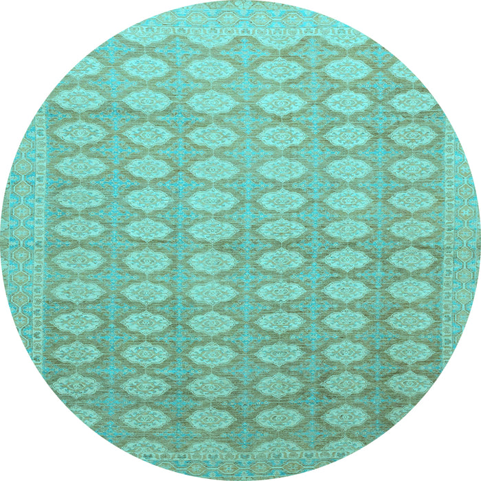 Round Machine Washable Oriental Light Blue Traditional Rug, wshabs2587lblu